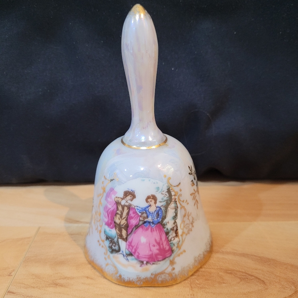 2/$20 Mother of Pearl Victorian Couple Dancing Porcelain Decorative Bell